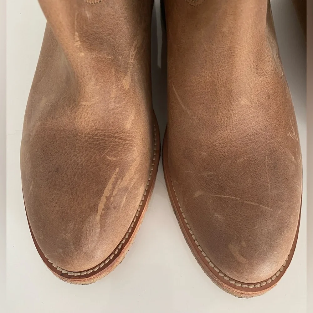 Distressed Over-the-Knee Women's Tan Suede Boots